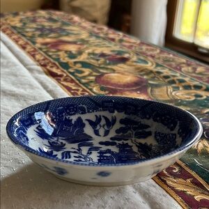 Vintage Blue Willow Japan Porcelain Trinket Dish Mini Tray.